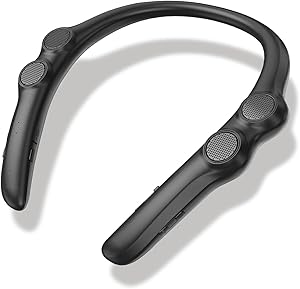 ネックスピーカー 【まるで無重力！超軽量78g】 Bluetooth 5.4 スピーカー ブルートゥース ワイヤレススピーカー テレビ用 高齢者 手元スピーカー 日本語音声案内 首掛け 耳元 肩掛け ウェアラブル マイク付き 2台同時接続 ハンズフリー通話/テレビ/ゲーミング/家事/テレワーク 防水IPX4 Skybest 送信機付属しません(ブラック)