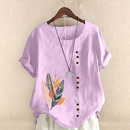 Blusa feminina casual com estampa de primavera, gola redonda, manga raglã, bainha com fenda, manga c