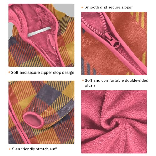 GuoChe Buffalo Plaid Yellow Orange Sherpa Lined Toddler Hoodie3