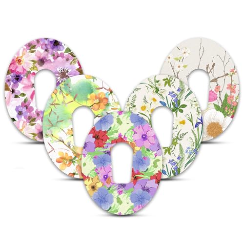 funpatch G6 Over Patches 20Pack Waterproof G6 Adhesive Patches Pre-Cut CGM Tape Flexible Floral Pattern Patch Hypoallergenic & Latex-Free Long Stay for 10 Days