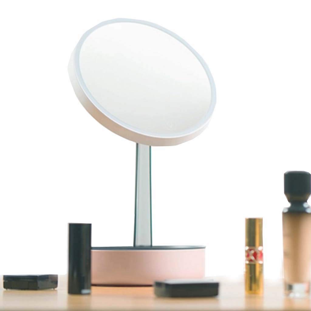 Dressing Mirror with Storage Lighted Makeup Mirror, Rechargeable Vanity