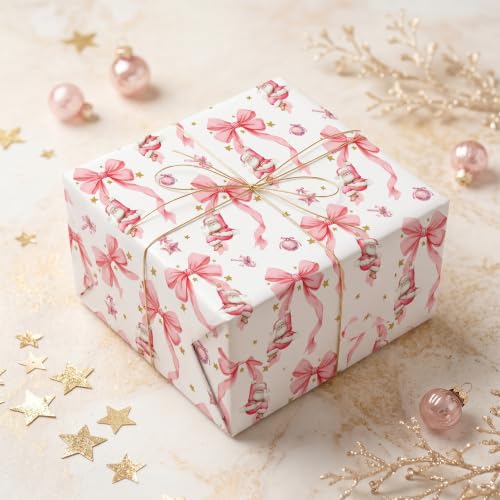 Pink Santa Wrapping Paper Roll for Girls - image 2
