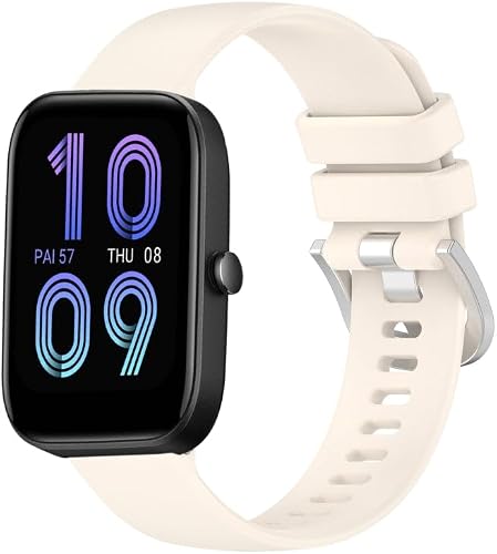 For Amazfit Bip 3 Pro/Bip 3 20mm Liquid Glossy Silver Buckle Silicone Watch Band(Starlight)