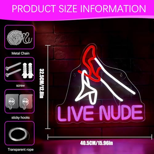 Image of Live Nudes Neon Sign for Wall Decor, Sexy Lady Legs LED Neon Light | Sexy Neon Sign for Man Cave, Bar, Club, Game Room, Garage, Bedroom Decor, Bachelor Party, USB Powered