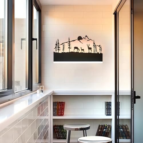 Image of Wall Sconce lamp, LED Wall Mounted Light Indoor Wall Light with Cartoon Animal Pattern Design, Metal Acrylic Wall Lighting for Living Room Bedroom Hallway 3000K Warm Light, 12W (Sunset Deer)