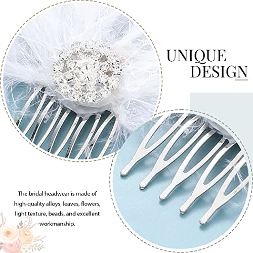 Latious Wedding Bride Flapper Feather Hair Comb White Crystal Gatsby1920S Hair Clip Fascinator Hair Accessories Prom Bridal Hair Jewelry For Women And Girls #TOP5