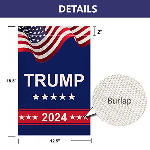 Shmbada Donald Trump 2024 American President Keep American Great Burlap Garden Flag, Double Sided Premium Fabric, Us Election Patriotic Outdoor Decoration For Yard Lawn Porch Patio, 12 X 18 Inch #TOP1
