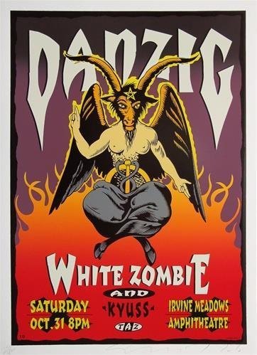 Taz - White Zombie/Kyuss Silkscreen Signed Numbered Limited Edition Rock Concert Poster