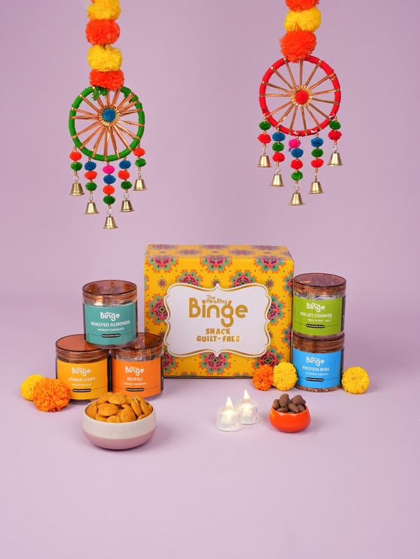 The Healthy Binge Gift Box Hamper Item | Healthy Snacks for Friends, Family,Corporate Employee Gifts | Assorted baked chips & snacks| Smokeless Diyas | Pack of 5 (Jars) (B0CKN6DS1T) Amazon Price History, Amazon Price Tracker