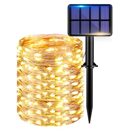 kolpop 22 M 220 LED Guirlandas luzes exteriores solares, 8 modos luzes LED solares exteriores, IP65 impermeável corrente de luzes decoração para o Natal, terraço, festas, pátio, casamentos