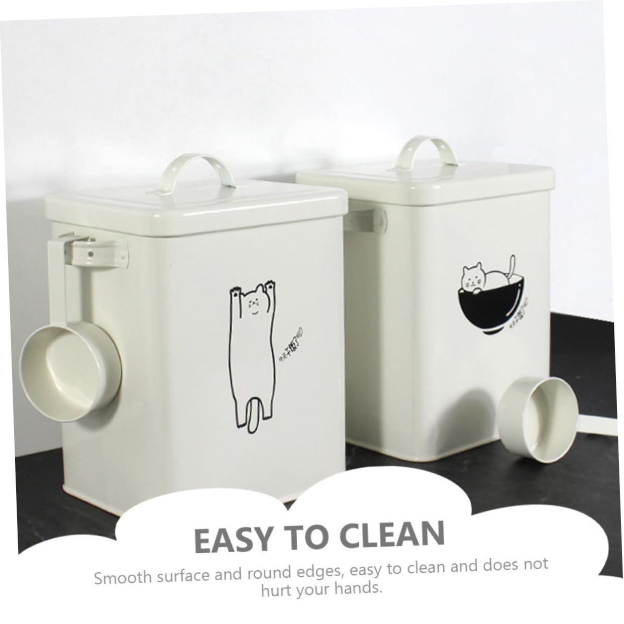 Contenedor de Alimentos para Mascotas de Hierro Blanco, Hermético y Fácil de Limpiar, Que Previene la Humedad para Almacenar Pienso de Perros y Gatos