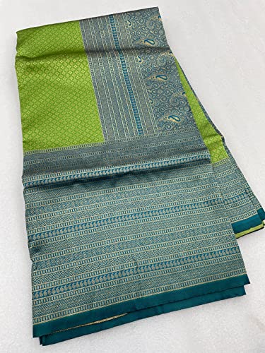 Image of ZECVA Women's Art Lichi Indian Traditional Style Silk Saree With Unstitched Blouse Piece
