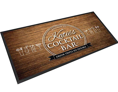 Artylicious Personalised Cocktail bar Wood Effect mat Runner Counter mat