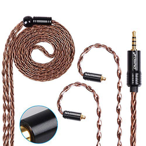 FDBRO 8-core Earphone Upgrade Cable CD Texture Plug Replacement Cable Ear-Hook Type OFC Earphone Cable for SE215 SE315 SE425 SE535 SE846 UE900 FH1 F9 (MMCX, Bronze+2.5mm)
