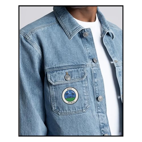 Image of ISEE 360 Maui Hawaii Round Embroidery Sweable Patches Applique for Motorcycle Jackets Shirts Bags Jeans Top T Shirts Sweable Embroidered Patches for Any Type Garments ETC L x H 3 x 3 Inch