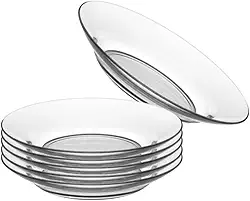 Conjunto de Pratos Fundos de Vidro 6 Peças 22cm – Design Liso Moderno e Resistente | Acessível a Micro-ondas e Lava-louças | Ideal para Refeições, Almoços e Jantares