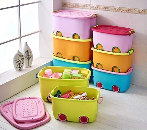 Image of Kodiaq 25 Liters /Toy Storage Organiser /Toy Basket Storage for Kids /Toy Basket Storage Box for Kids Big Size (Pack Of 3 / Stackable /Wheels /Locking Lid & Handle Color may vary)
