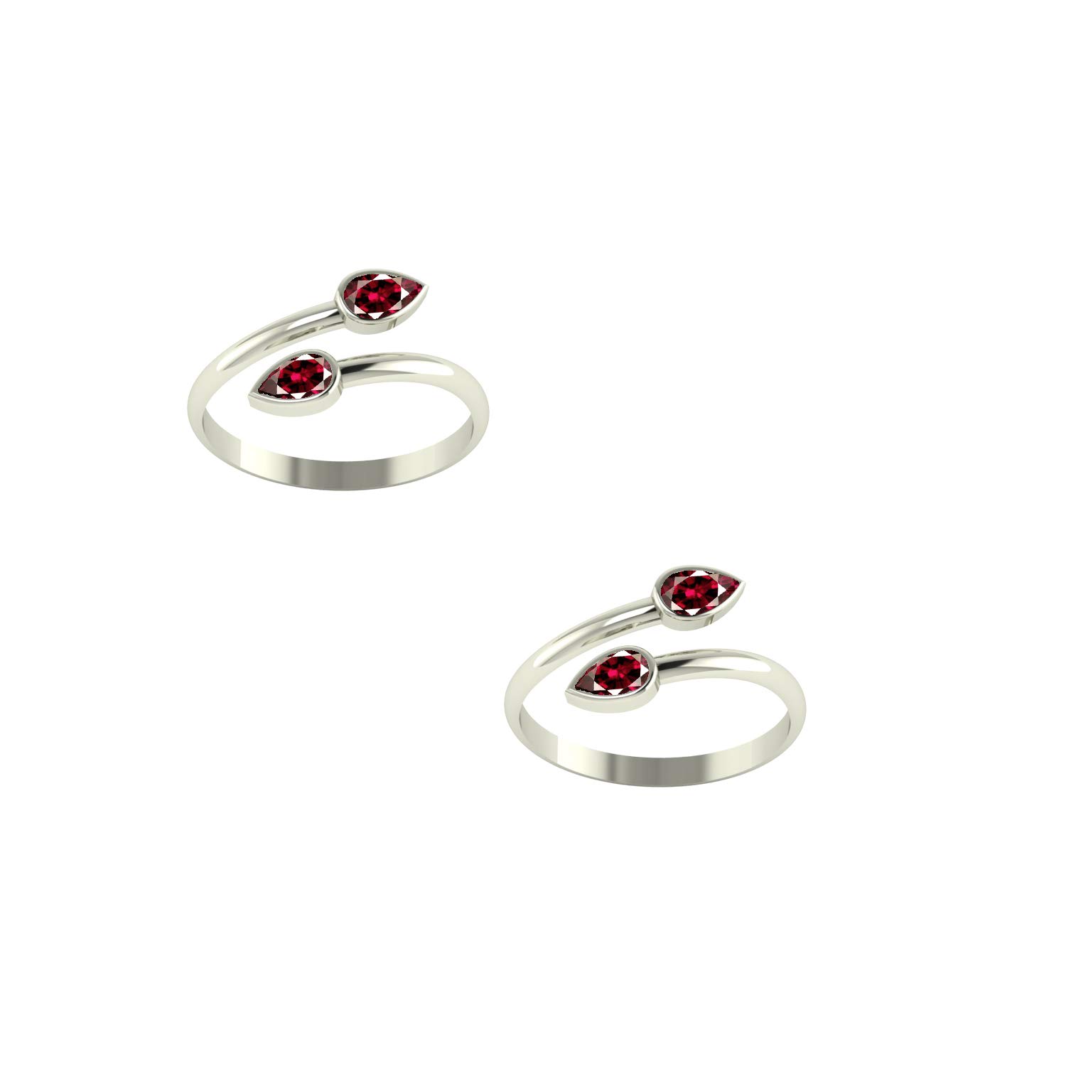 925 CZ Silver Garnet Toe Rings (Leg Finger Rings) In Pure 92.5 Sterling Silver For Women | Toe Rings for Women and Girls | Chandi Bichiya-image-13