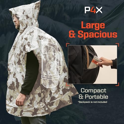 Image of PREPARED4X Emergency Mylar Poncho - Survival Rain Poncho with Hood - Lightweight, Compact, Reusable Emergency Blanket Poncho for Hiking, Camping, Thermal Gear, Car Kit, Outdoors