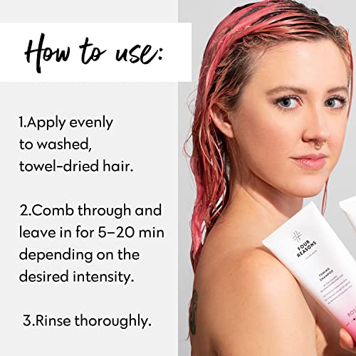 Image of FOUR REASONS Color Mask, Rose Pink (27 Colors) - Hair Gloss & Color Depositing Conditioner - Semi Permanent Hair Toner for Color-Treated Hair Color For Women - Vegan & Cruelty-Free - 6.76 fl oz