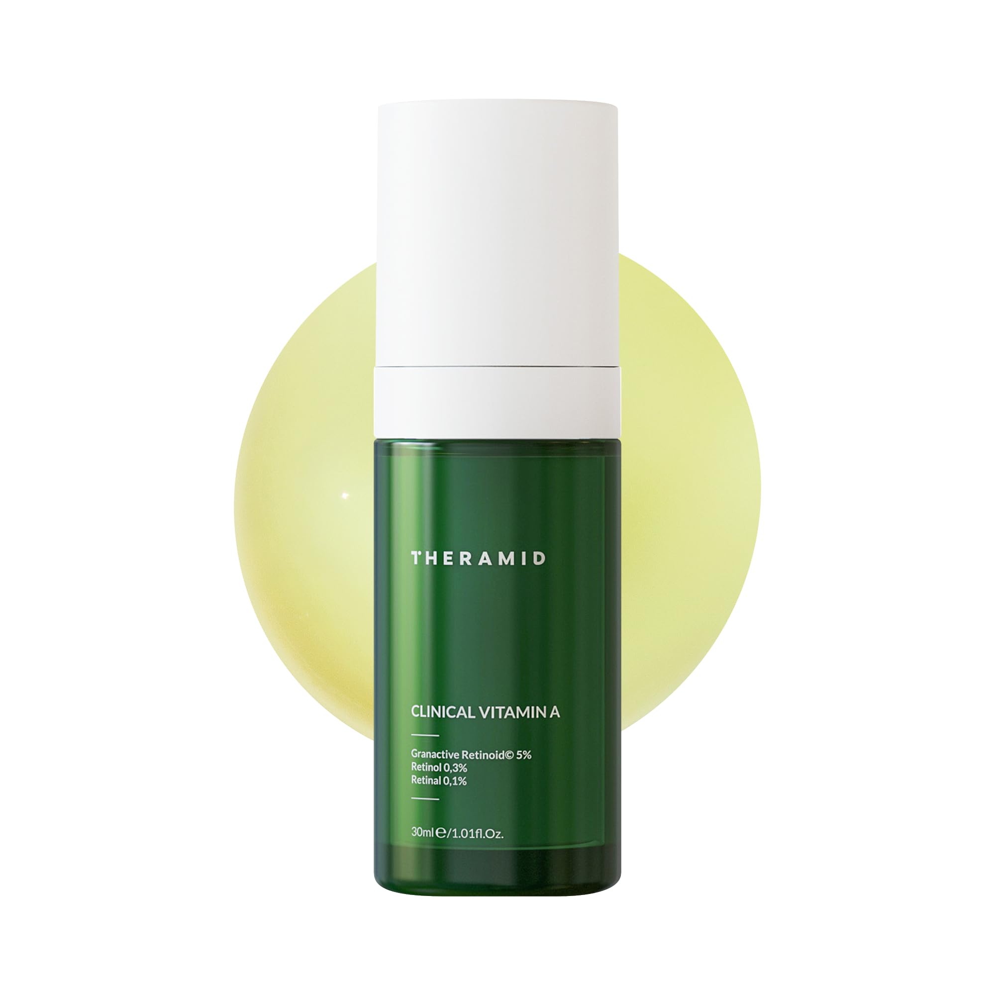 Theramid Clinical Vitamin A 30 ml – Soin anti-âge avancé, 5% de rétinoïde granactif, 0.3% de rétinol, 0.1% de rétinal encapsulé, réduit les rides, stimule la production de collagène