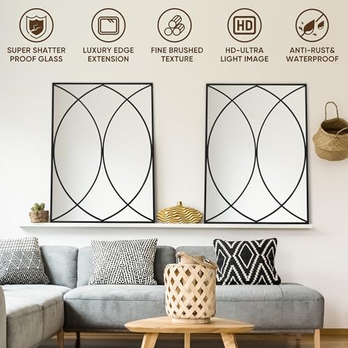 Antok Decorative Mirrors For Wall Decor, 30 Inch X 40 Inch Decorative Wall Mirror Black Window Mirrors Wall Mounted Decorative Mirror For Living Room Dining Room Hallway Entryway Bedroom thumb #5