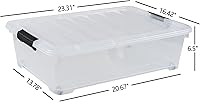 Vista 16 de Paquete de 3 cajas de almacenamiento de plástico para debajo de la cama, caja de almacenamiento apilable transparente de 40 cuartos de galón, caja