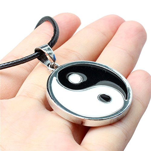 gazechimp Aço Inoxidável Fosco Terminado Yin Yang Colar De Pingente De Corrente De Couro PU