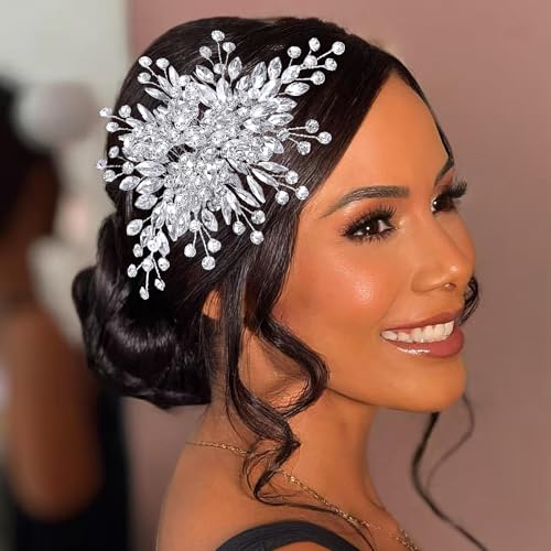 Peine para cabello nupcial con cristales - Plateado miniatura 1