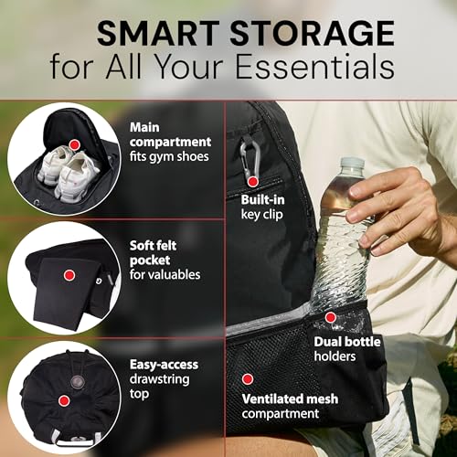 Image of GOGUS Hybrid Gym Backpack for Men & Women with Closure - 18L Sports Backpack with Dual Water Bottle Pockets, Mesh Compartment for Gym, Travel - Water Resistant & Reflective Trim Workout Bag
