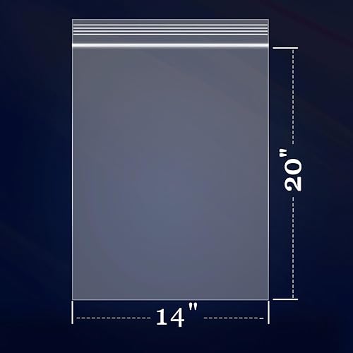 Miniatura 2 de 200 bolsas de polietileno con cierre resellable de plástico transparente de 14 x 20 pulgadas, con cierre resellable para ropa, camisetas, pantalones