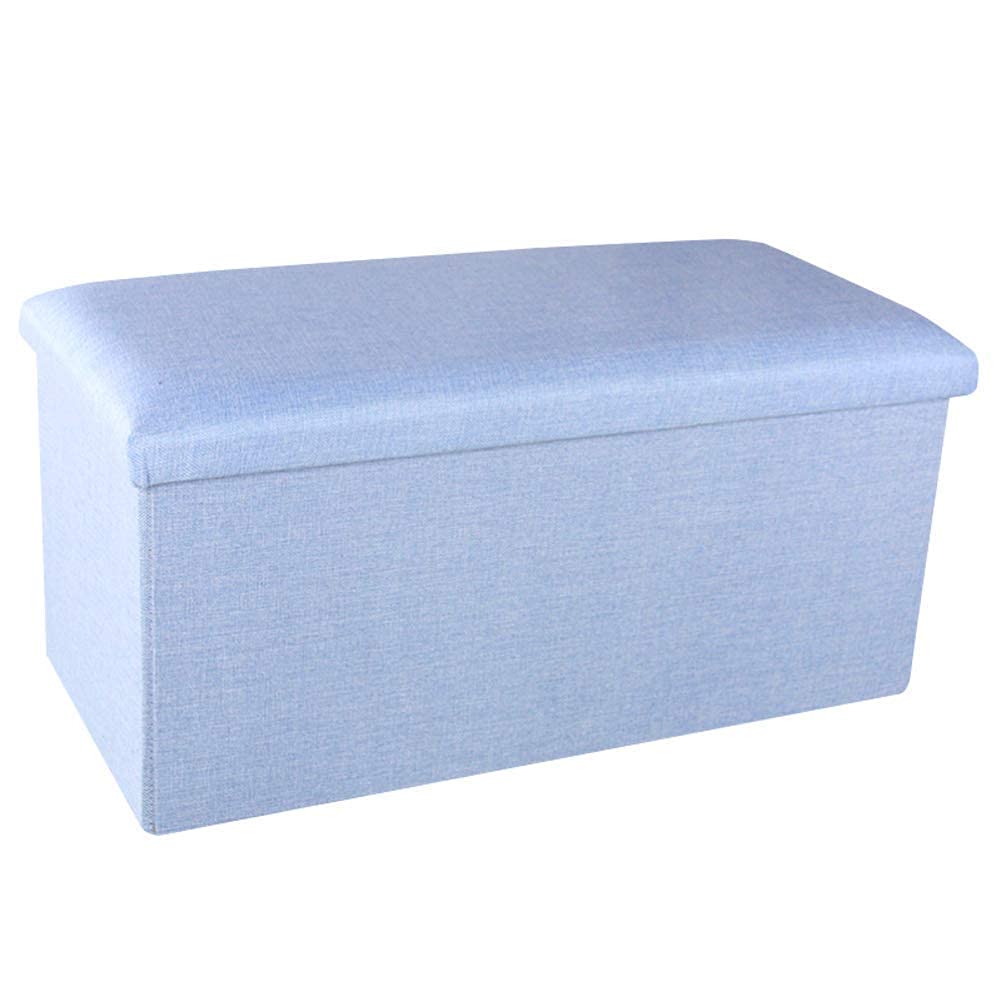 Banc ottoman de rangement pliant bleu clair 76x38x38cm pour salon