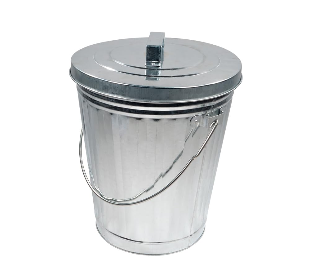 Mytee Products Verzinkter Mülleimer mit Deckel, ideal für Anhänger, Stahlmontage, kleiner Außen-Mülleimer für Zuhause, Büro, Bad, Küche, feuerfest und hitzebeständig, 2 Stück