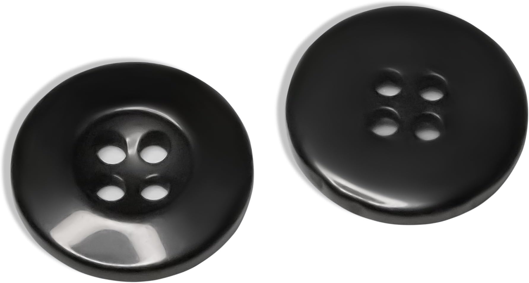 50 Pcs Black 4-Hole Round Sewing Buttons 0.75 inch Uniform Buttons 30L Graphite Plastic Glossy 3/4" 19mm Ideal for Workwear School Chef Aprons Pants Jacket Bags Accessories Craft DIY