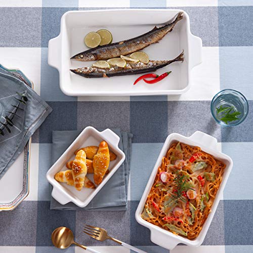 Ceramic Glaze Bakeware Set,Siducal,Non-Stick Bread Baking Pans,Roasting Dish,3 Pieces Baking Dishes-White #TOP1