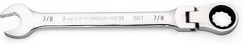 GEARWRENCH 86751 - Llave combinada de trinquete de cabeza flexible de 12 puntos, arco oscilante de 4 grados, arco oscilante de 4 grados, 88 pulgadas