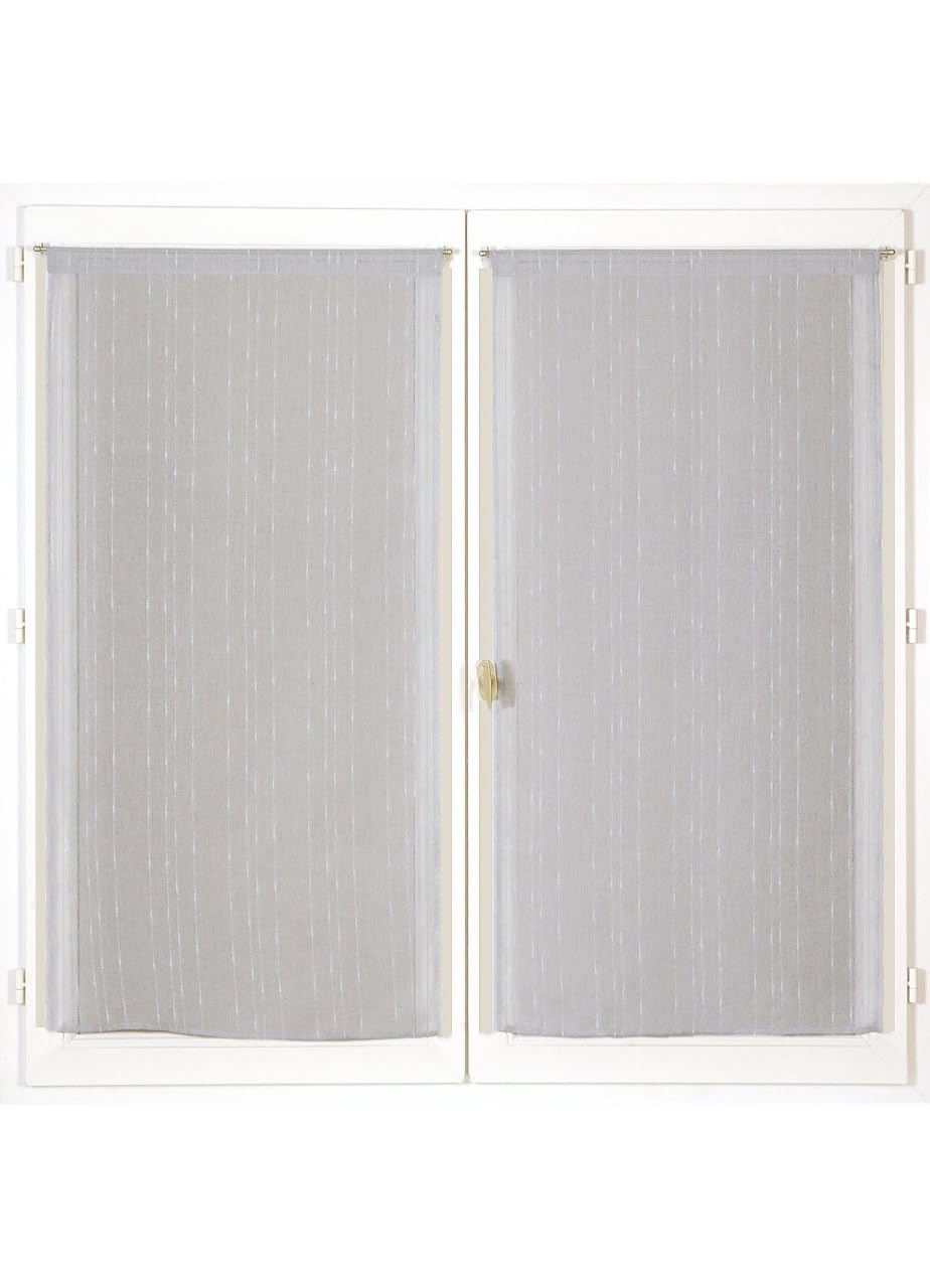 Atout Ciel Pair of Net Curtains 60 x 120 cm Grey Ready to Hang