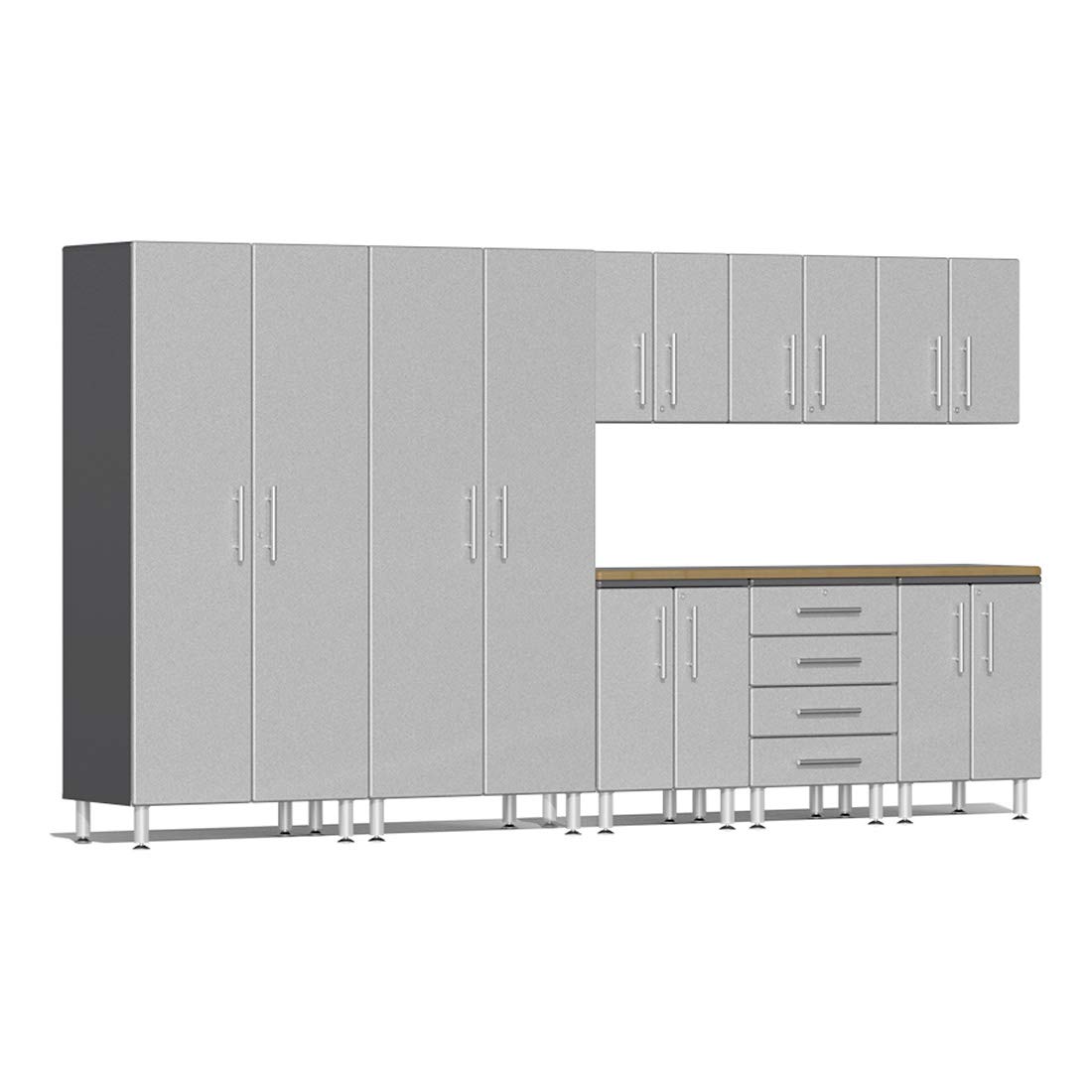 Ulti-Mate UG25092S 9-Piece Cabinet Kit with Bamboo Worktop in Stardust Silver Metallic