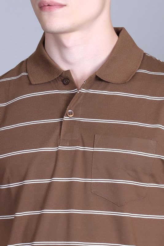Image of SANE ORIGINALS Half Sleeve Polo T-Shirt for Men with Pocket || Stripe Collar and Pocket T-Shirt for Men Half Sleeves