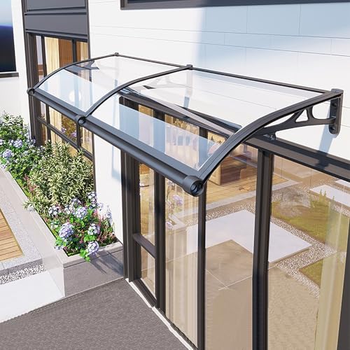 Auvent de porte en polycarbonate haut de gamme et aluminium durable