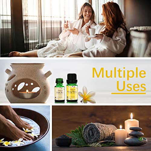 Floral Essential Oils, Esslux Pure Aromatherapy Diffuser Oils Set, Rose, Neroli, Geranium, Freesia, Plum Blossom, Dark Tea Essential Oils, Ideal for Diffuser, Massage, Home Fragrance