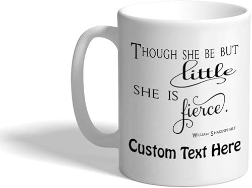 Miniatura 7 de Taza de té de café de cerámica Though She Be But Little She Is Fierce de 11 onzas, regalo navideño de Hanukkah para hombres y mujeres
