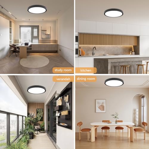 OFFIY 4PK 12 Inch LED Flush Mount Ceiling Light, 24W, 2520LM, 3000K/4000K/6000K CCT Selectable Super Slim LED Ceiling Light, Close to Ceiling Round Flat Panel Light for Hallway, Bedroom,Kitchen ect by OFFIY - Image 8