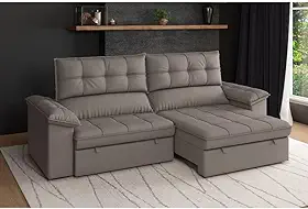 Sofá 5 Lugares Capri Slim Retrátil Reclinável Suede Cacau, 250x107x109 cm