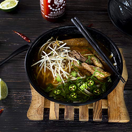 Terra Home Ramen Bowl Set With Chopsticks - Large Pho Bowls And Spoons Set Unbreakable Japanese Ramen Bowl - 6 Piece Matte Black Asian Noodle Bowls - 54 Ounce #TOP1