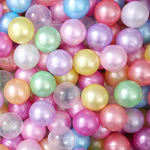 STARBOLO Ball Pit Balls Pack of 100 - New 10 Pearl Colors BPA&Phthalate Free Non-Toxic Crush Proof Play Balls Soft Plastic Ball for 1-3 Years Toddlers Kids Birthday Pool Tent Party (2.2inches).