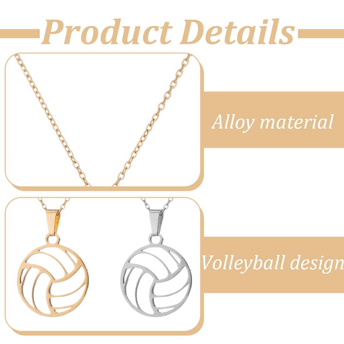 Lot de 2 colliers de volley-ball, colliers de basket-ball en acier inoxydable, bijoux de sport simples, collier de clavicule, cadeau pour adolescentes, filles et garçons