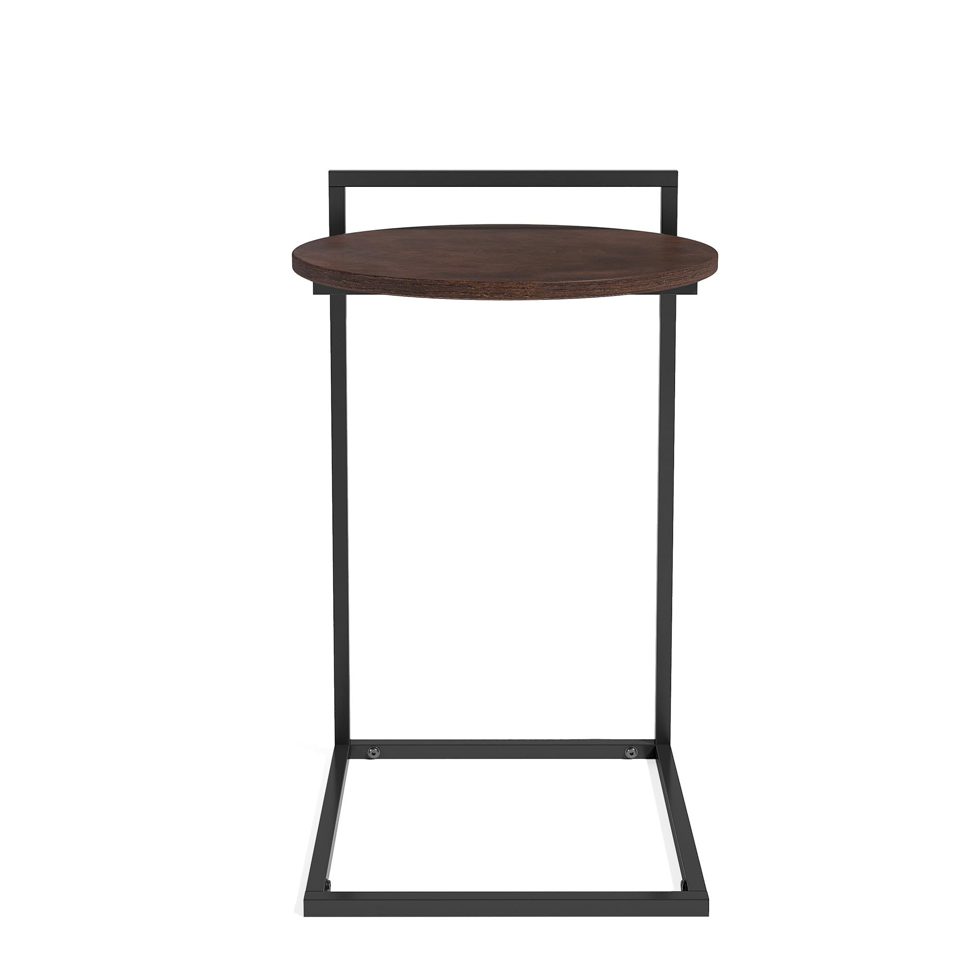 Zinus Ongii Tavolino rotondo, 42 x 40 x 62 cm, Struttura in metallo nero, Tavolino/comodino/tavolo da letto per soggiorno/camera da letto - Marrone