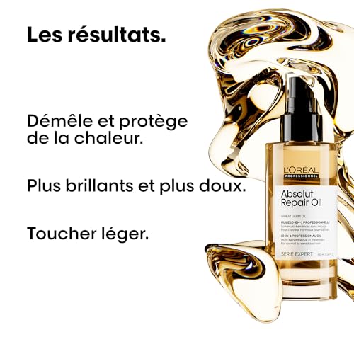 'Oréal Professionnel Huile de Finition 10 En 1 Cheveux Abîmés à Sur Sollicité Nourrit Protège & Adoucit Sans Rinçage Enrichie en Huile de Germe de Blé Absolut Repair Serie Expert 90ml - vue 2