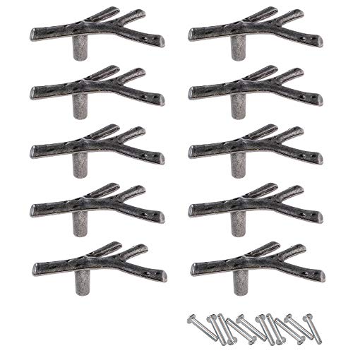 10 piezas Asas Cajones de Ramas Tiradores Armarios Cocina Vintage Manija Pomos Muebles de Metal 68mm (Plata) Cover